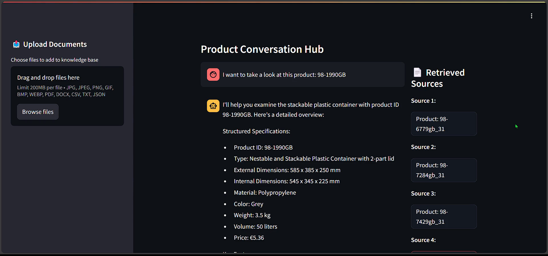 Product Conversation Hub Streamlit interface