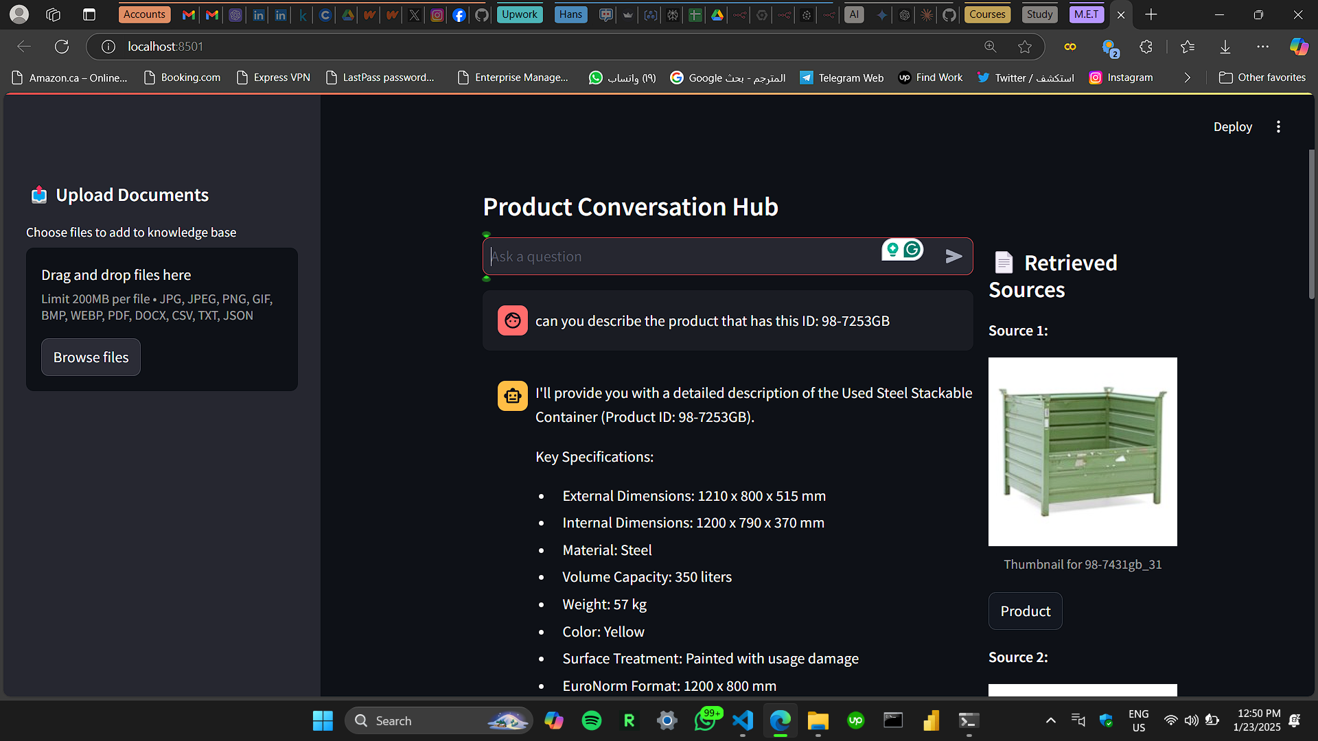 Product source retrieval with thumbnail